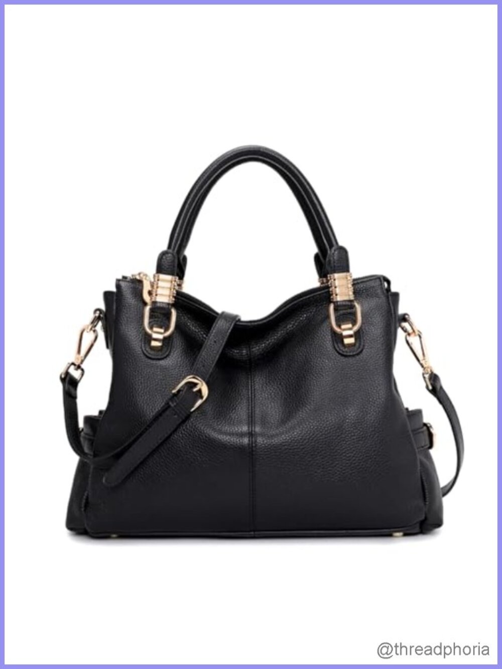 Top Grain Pebbled Cowhide Leather Women's Satchel Purse Handbag Shoulder Tote